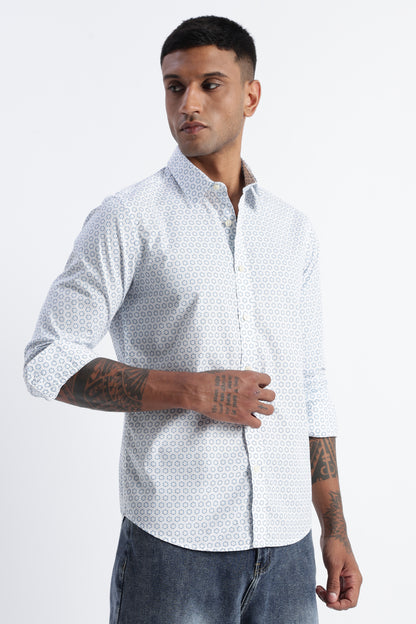 Micro-Print Shirt White