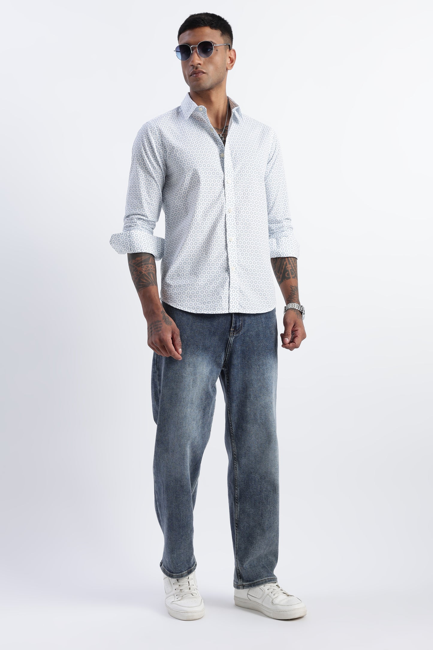 Micro-Print Shirt White