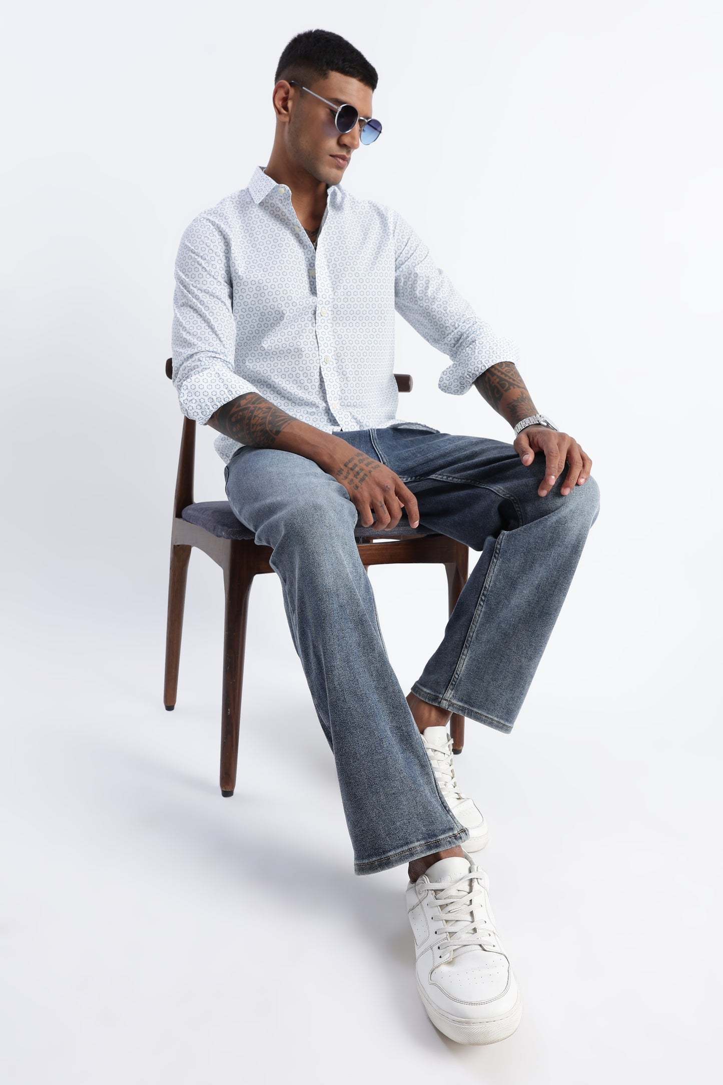 Micro-Print Shirt White