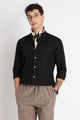 Cotton Linen Slim Fit Shirt Black