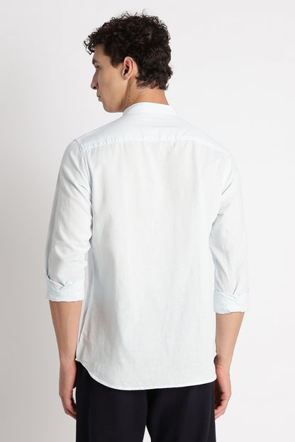 Cotton Linen Slim Fit Shirt Lt Blue