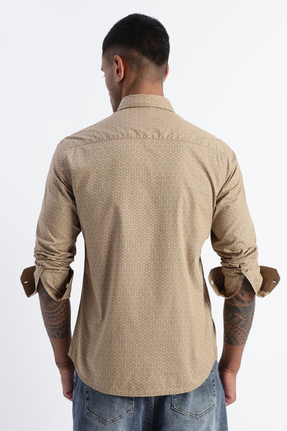 Micro-Print Shirt Khaki