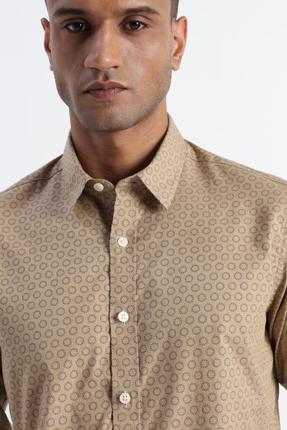 Micro-Print Shirt Khaki
