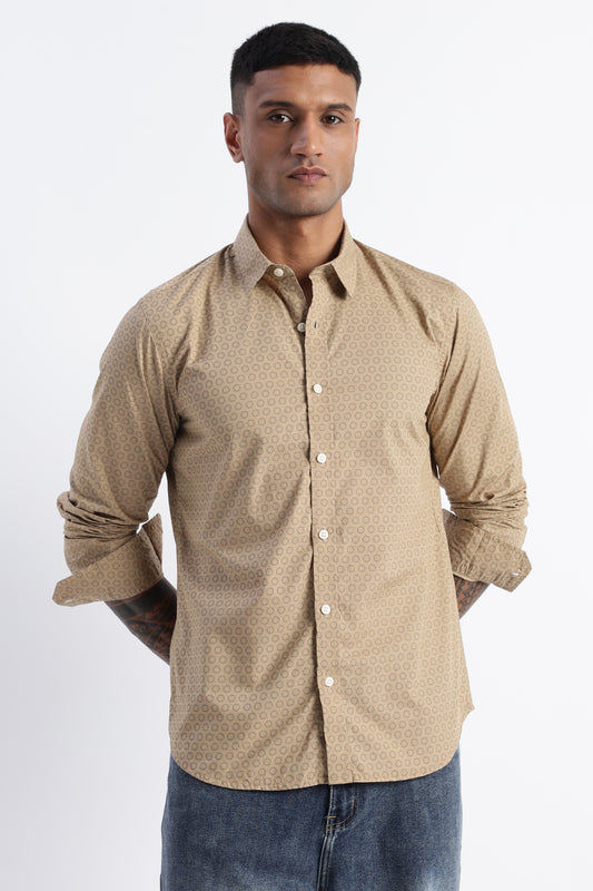 Micro-Print Shirt Khaki