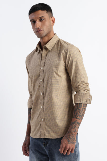 Micro-Print Shirt Khaki