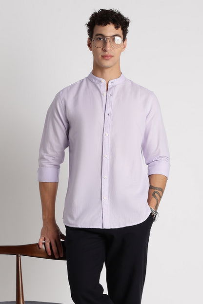 Cotton Linen Slim Fit Shirt Lavender
