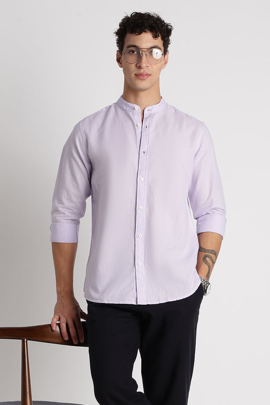 Cotton Linen Slim Fit Shirt Lavender