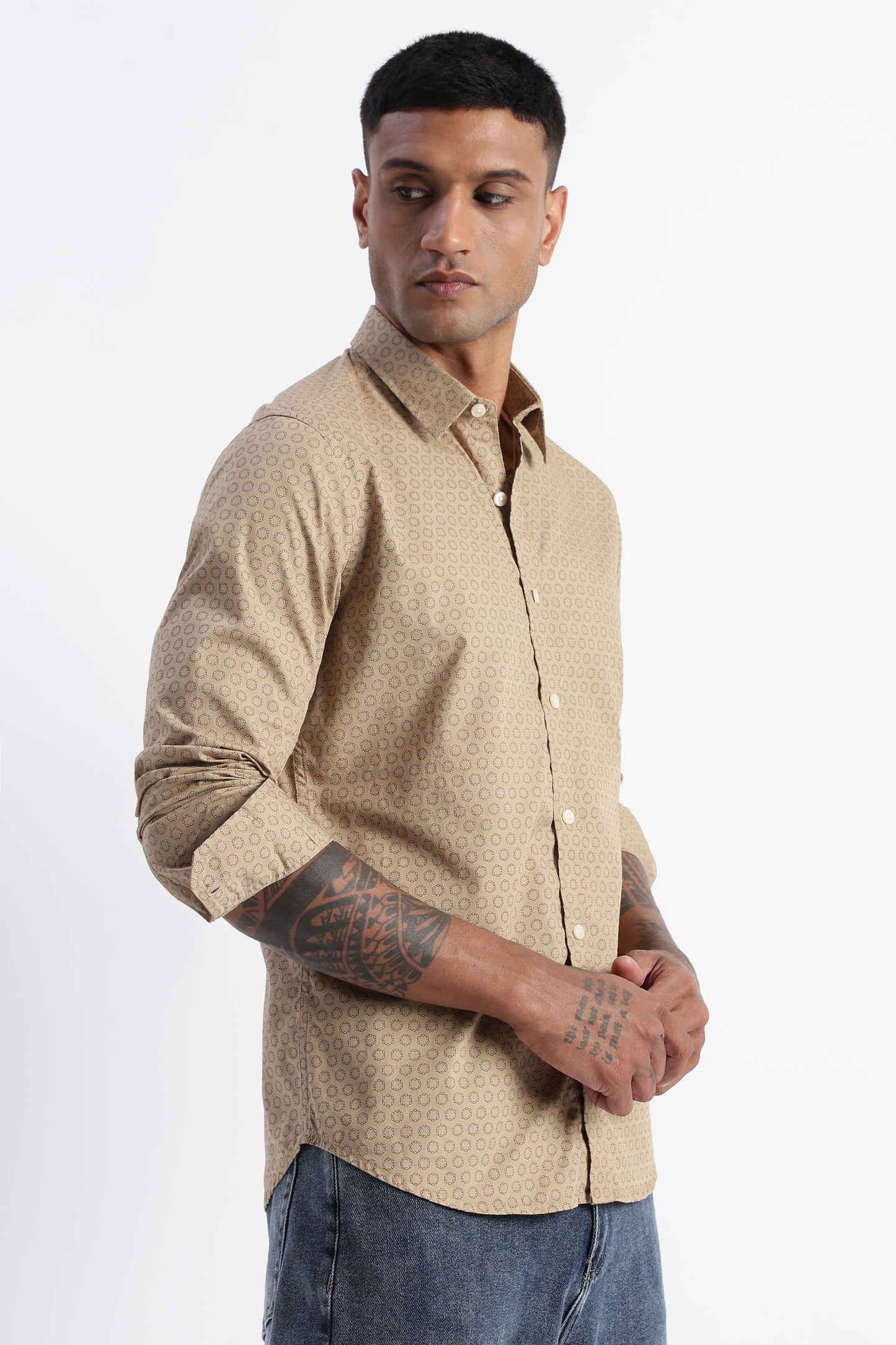 Micro-Print Shirt Khaki