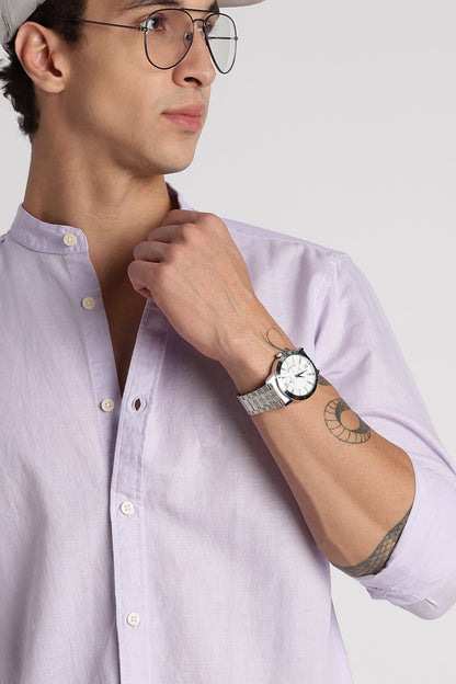 Cotton Linen Slim Fit Shirt Lavender