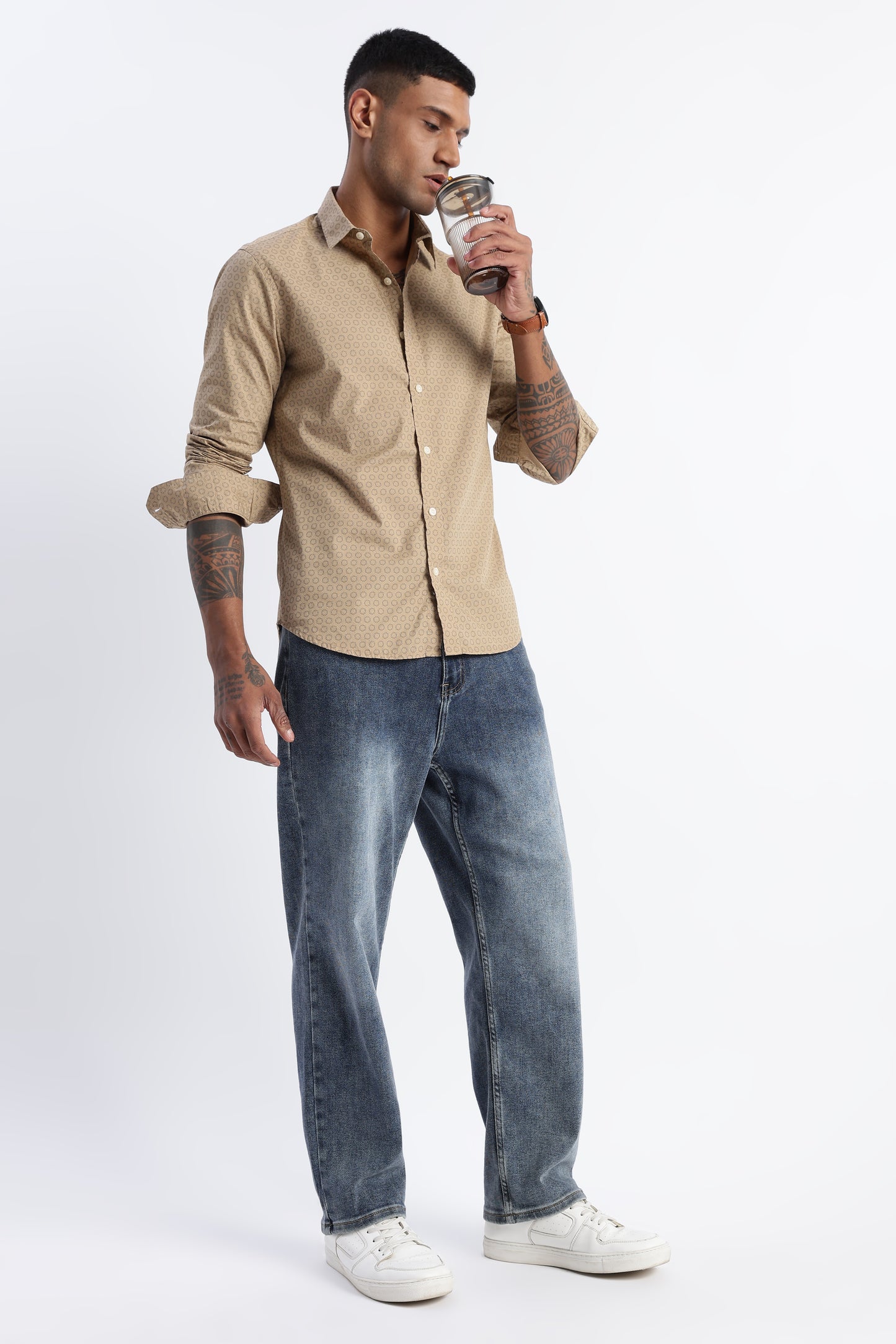 Micro-Print Shirt Khaki