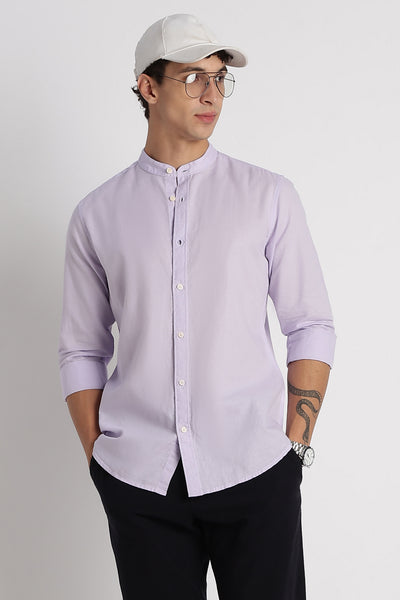 Cotton Linen Slim Fit Shirt Lavender