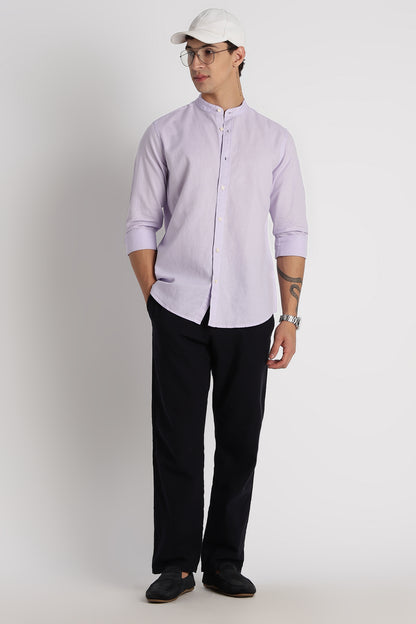 Cotton Linen Slim Fit Shirt Lavender