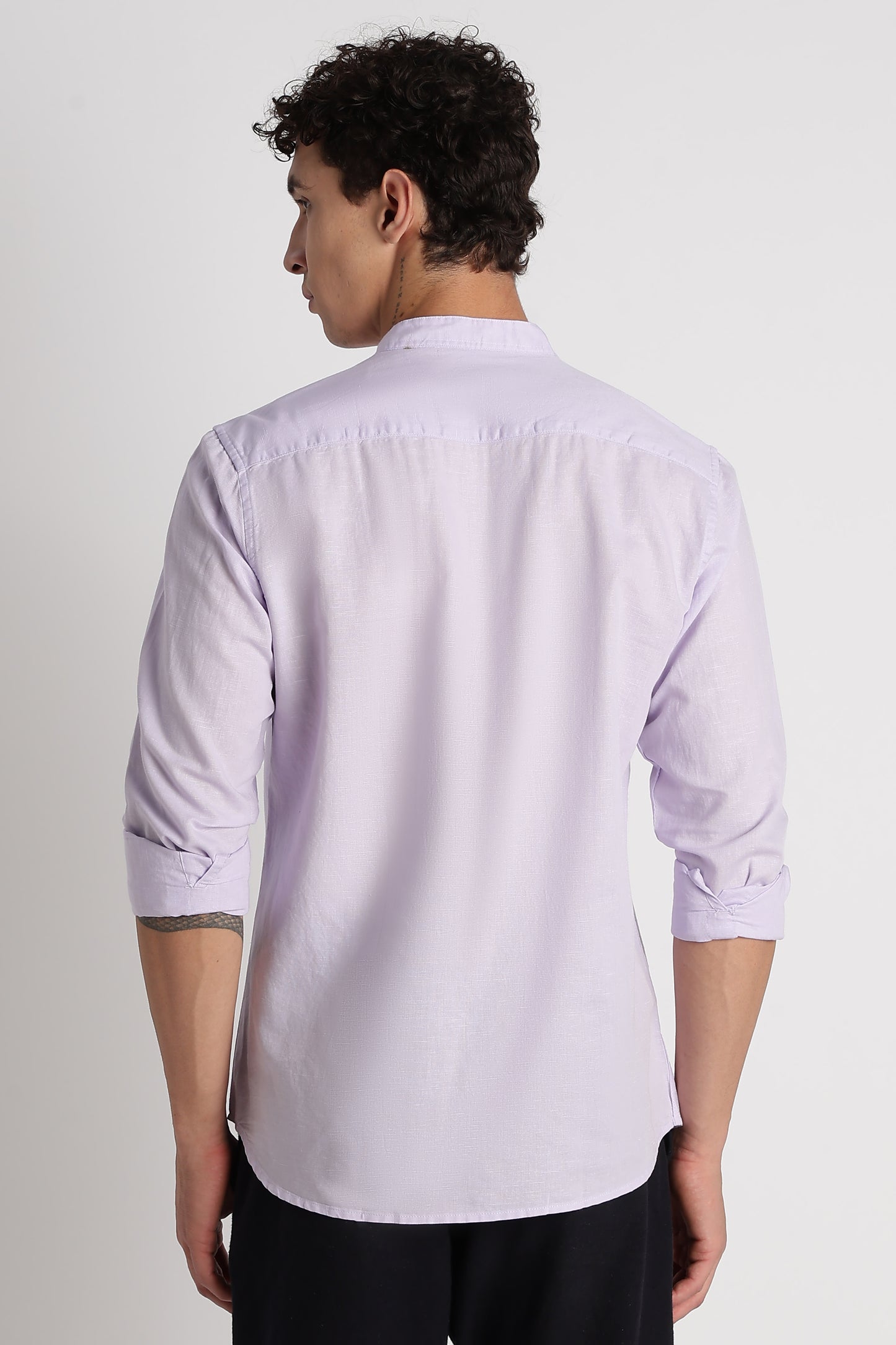 Cotton Linen Slim Fit Shirt Lavender