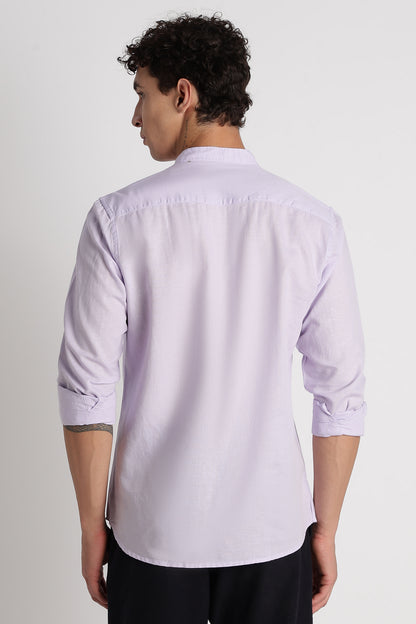 Cotton Linen Slim Fit Shirt Lavender