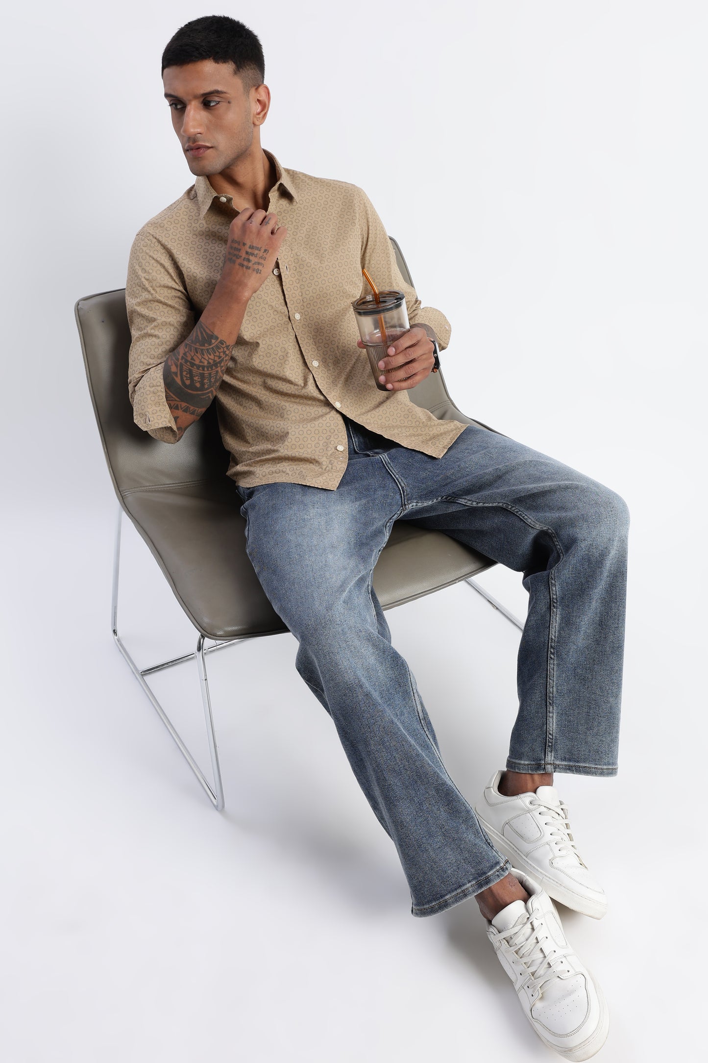 Micro-Print Shirt Khaki