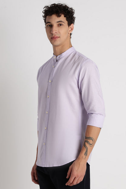 Cotton Linen Slim Fit Shirt Lavender