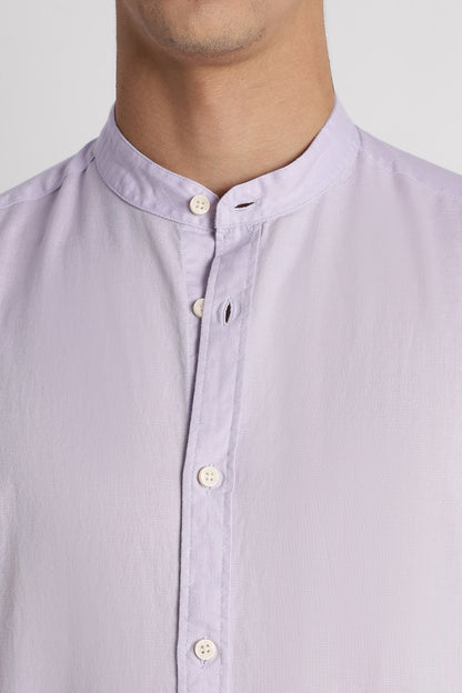 Cotton Linen Slim Fit Shirt Lavender