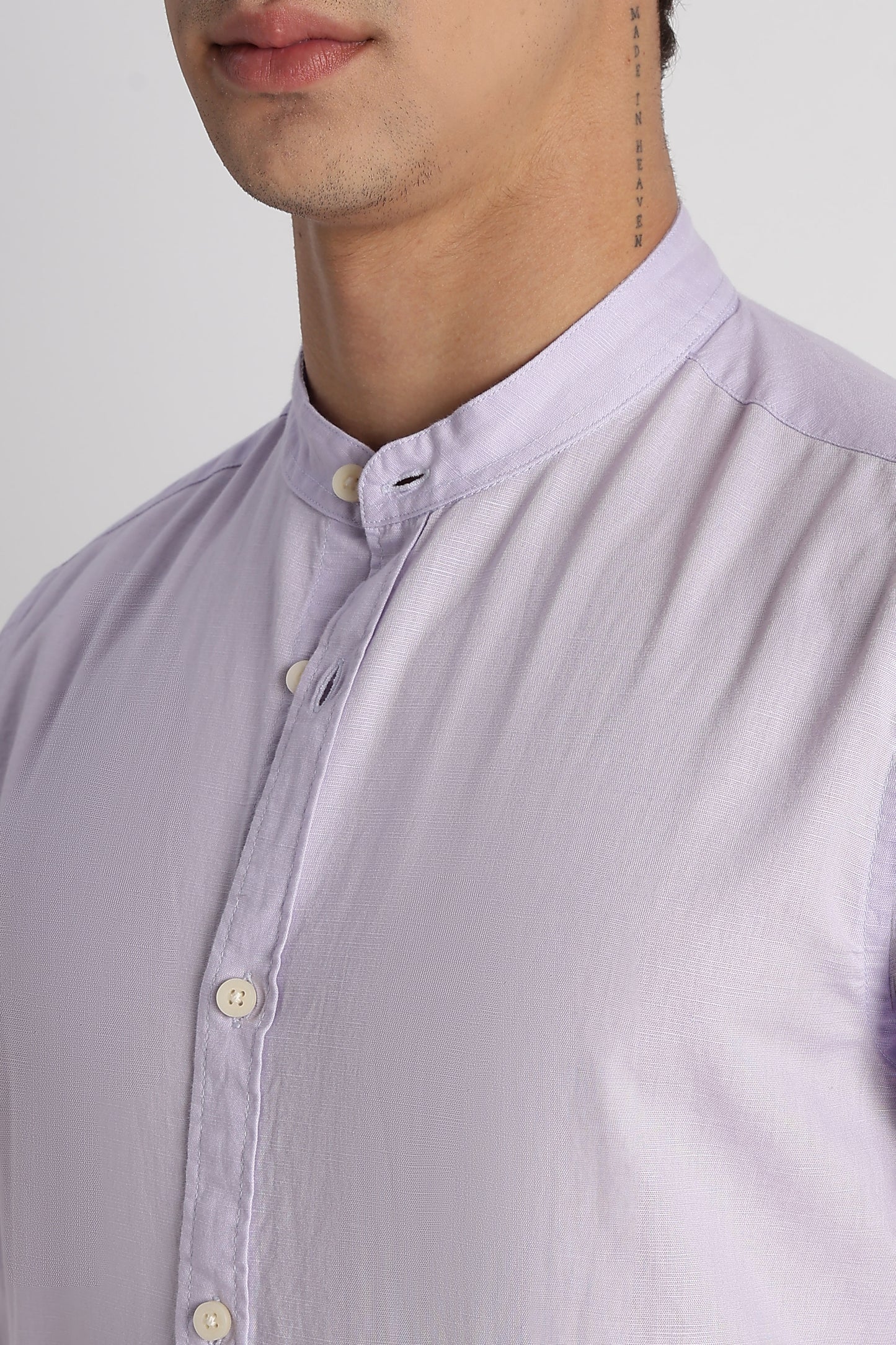 Cotton Linen Slim Fit Shirt Lavender