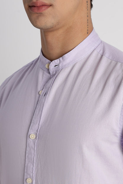 Cotton Linen Slim Fit Shirt Lavender