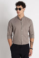 Cotton Linen Slim Fit Shirt Grey