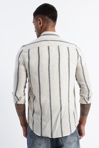 Classic Stripe Shirt Off White Black