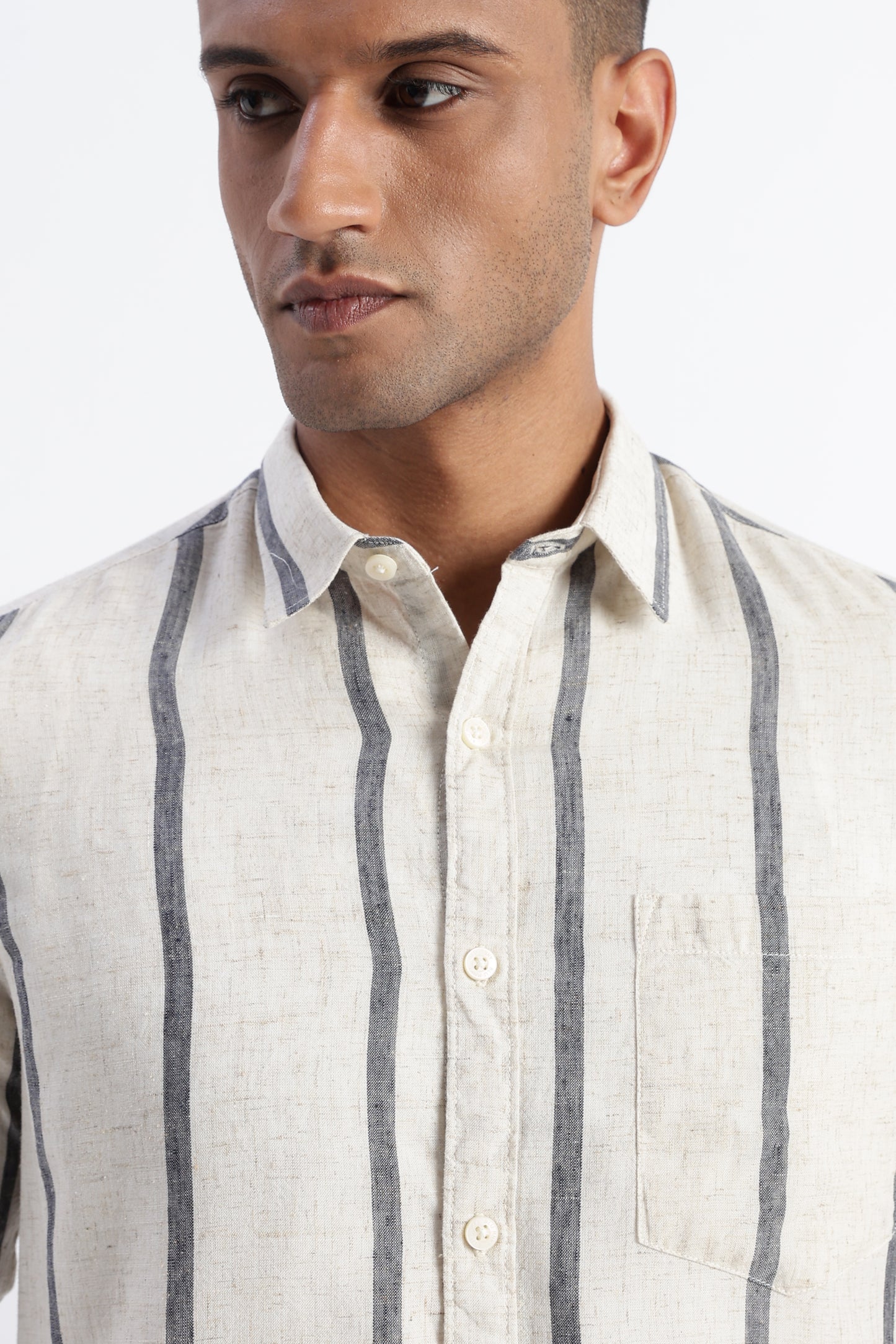Classic Stripe Shirt Off White Black