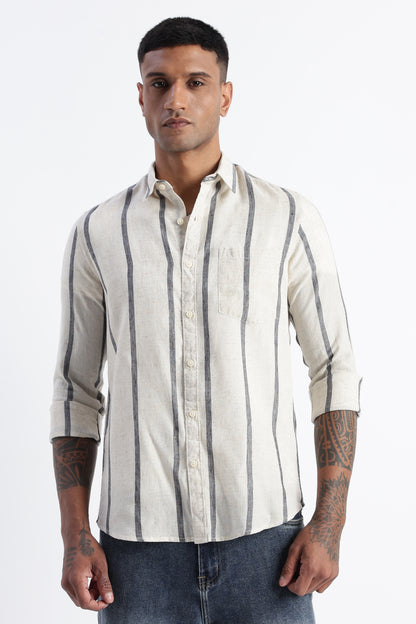Classic Stripe Shirt Off White Black