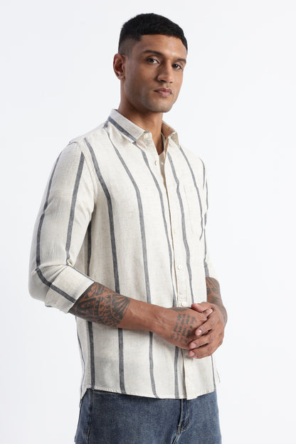 Classic Stripe Shirt Off White Black