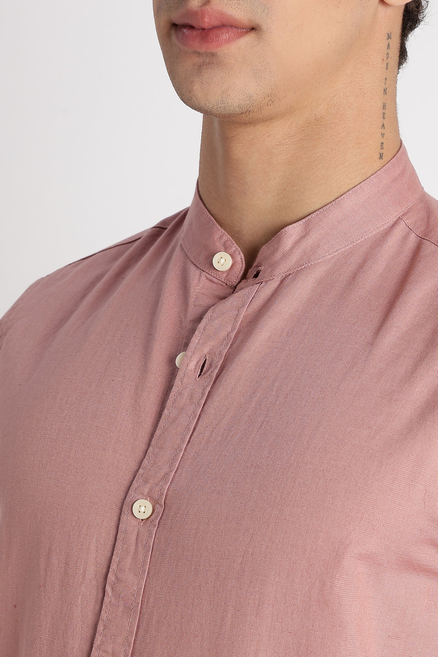 Cotton Linen Slim Fit Shirt Dusty Pink