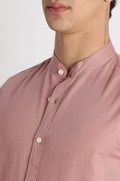 Cotton Linen Slim Fit Shirt Dusty Pink