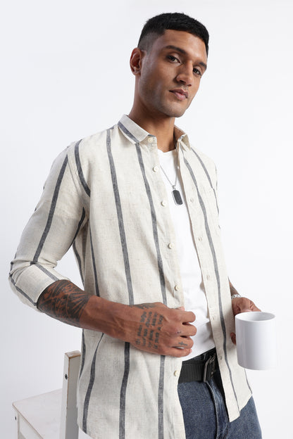 Classic Stripe Shirt Off White Black