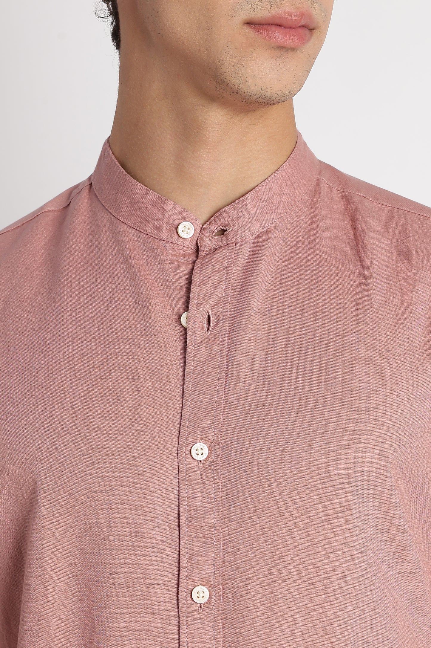 Cotton Linen Slim Fit Shirt Dusty Pink