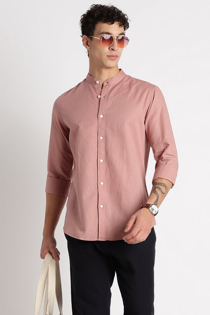 Cotton Linen Slim Fit Shirt Dusty Pink