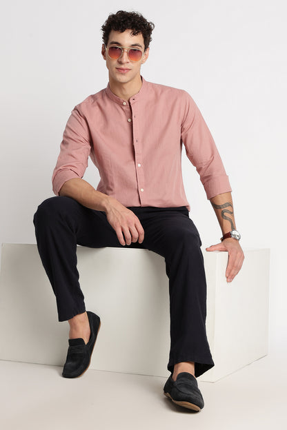 Cotton Linen Slim Fit Shirt Dusty Pink