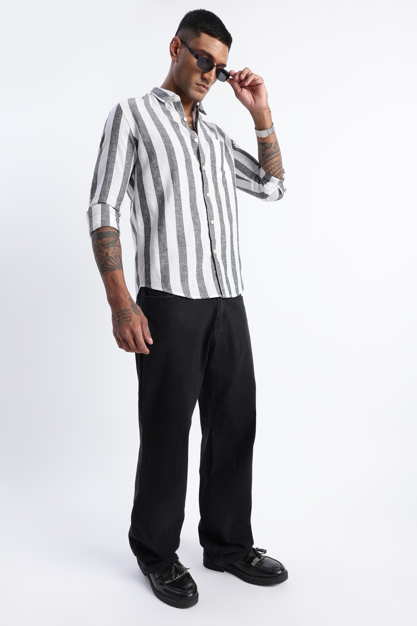 Classic Stripe Shirt Black White