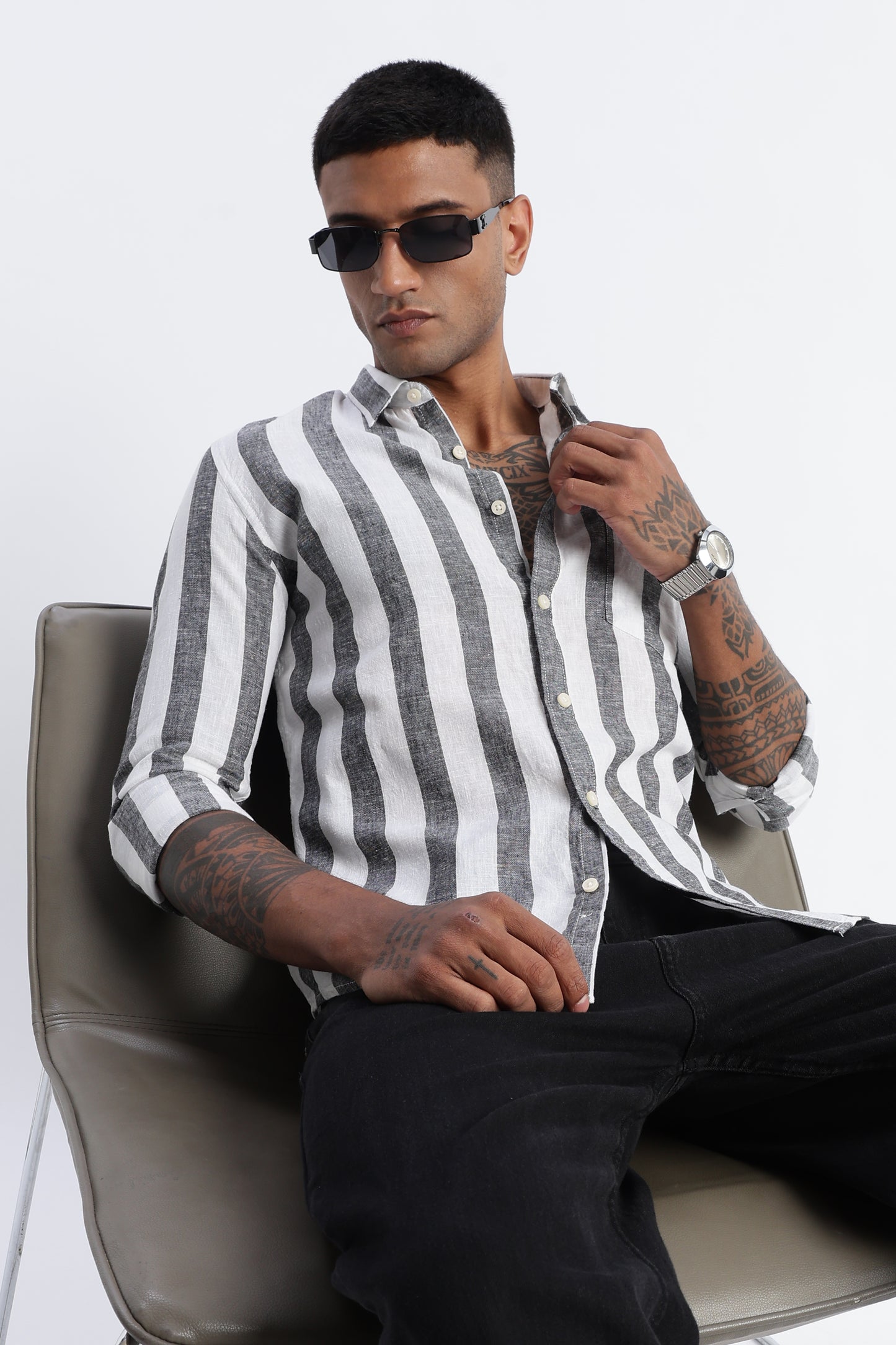 Classic Stripe Shirt Black White