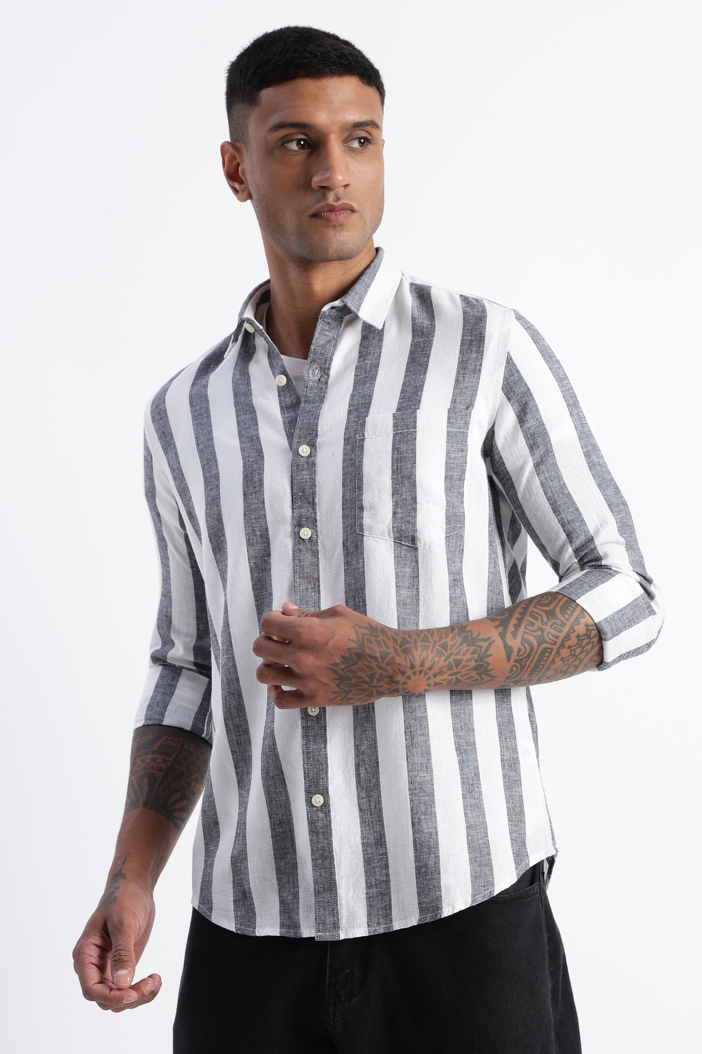 Classic Stripe Shirt Black White