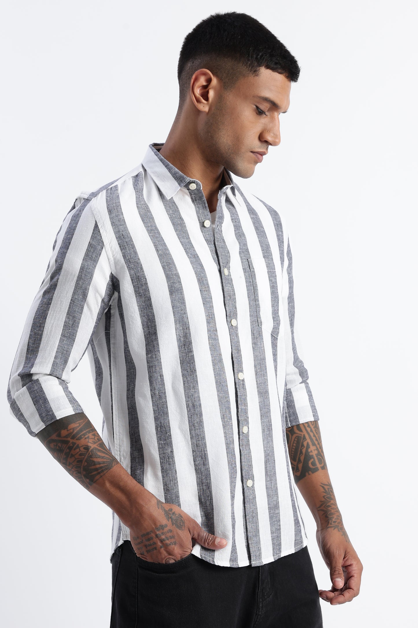Classic Stripe Shirt Black White