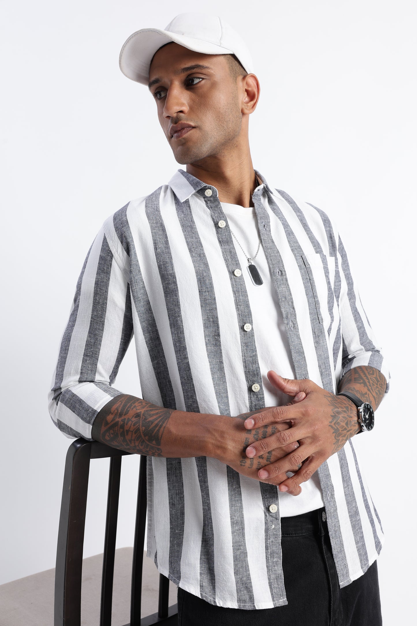 Classic Stripe Shirt Black White