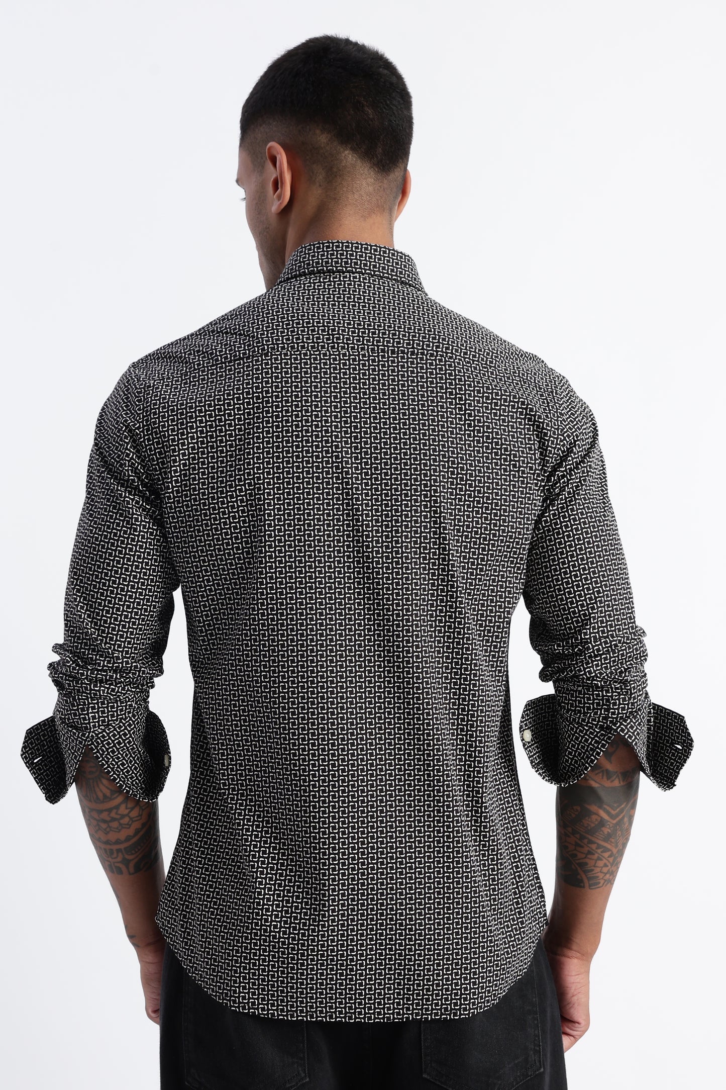 Micro-Print Shirt Black