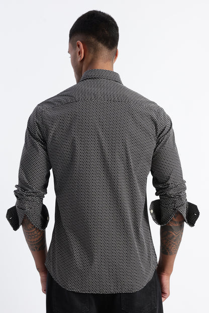 Micro-Print Shirt Black