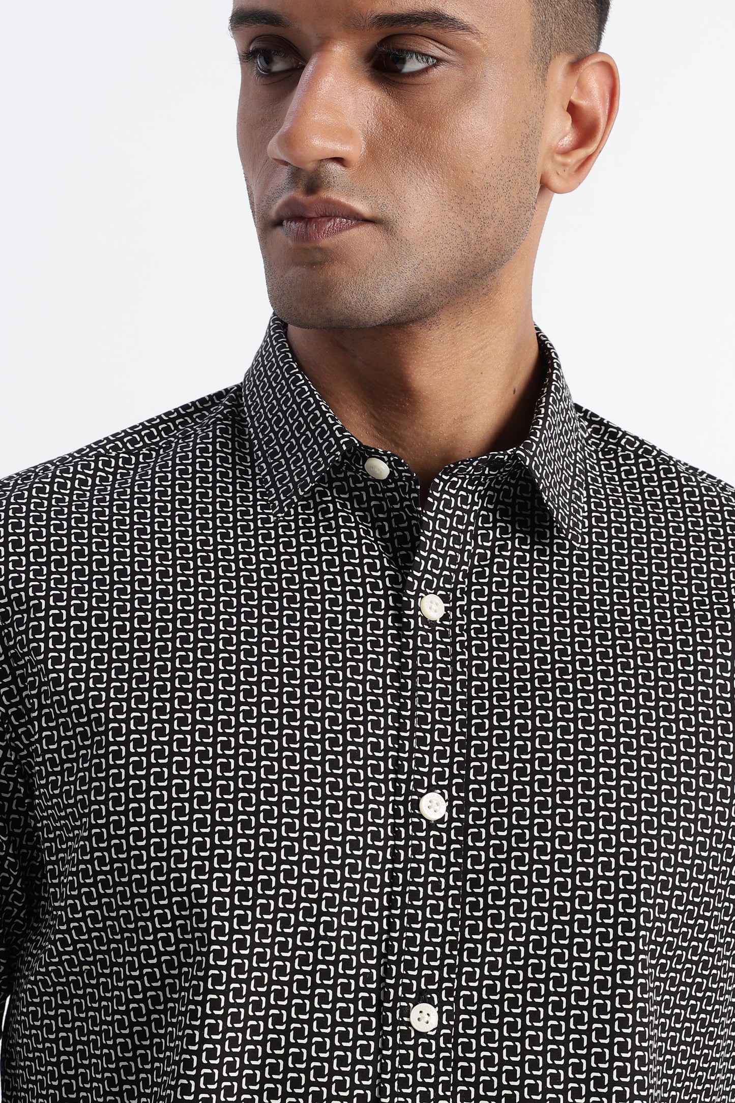 Micro-Print Shirt Black