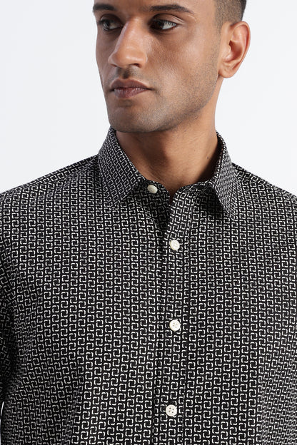 Micro-Print Shirt Black