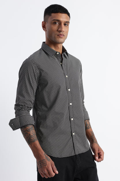 Micro-Print Shirt Black