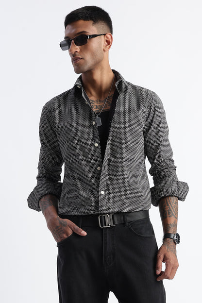 Micro-Print Shirt Black