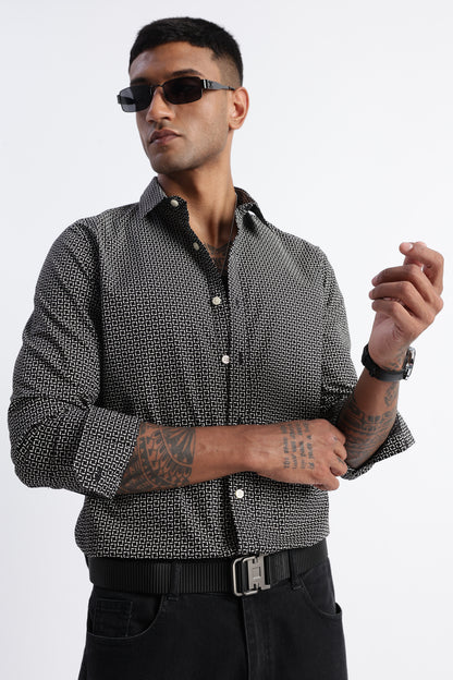Micro-Print Shirt Black