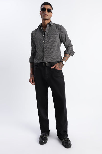Micro-Print Shirt Black