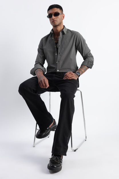 Micro-Print Shirt Black