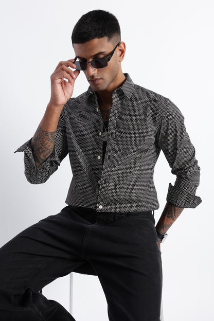 Micro-Print Shirt Black