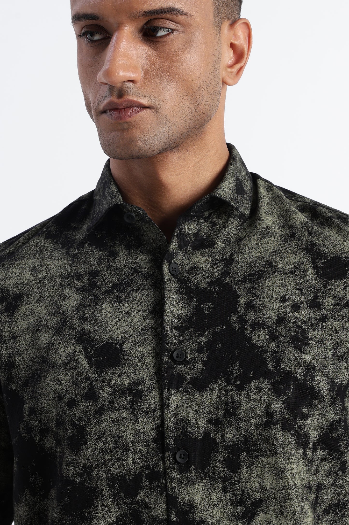 Cloud Print Shirt Green Black